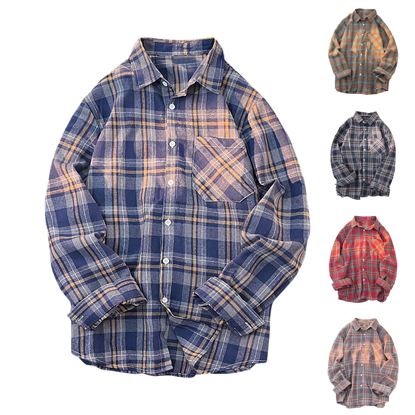DDAPJ pyju Men's Plaid Button Down Shirts Business Casual Dress Shirt ...