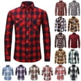 thumbnail image 1 of DDAPJ pyju Men's Plaid Button Down Shirts Cotton Blend Long Sleeve Dress Shirts Regular Fit Gingham Shirts Black M, 1 of 9