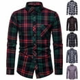 thumbnail image 1 of DDAPJ pyju Men's Plaid Shirt Regular Fit Business Casual Button Down Shirts Long Sleeve Wrinkle Free Dress Shirt Wedding Guest Shirts with Chest Pocket Purple XXL, 1 of 5