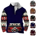 thumbnail image 1 of DDAPJ pyju Men's Quarter Zip Pullover Ethnic Style Aztec Print Long Sleeve Stand Collar Sweatshirt Loose Casual Patchwork Tops Vintage Cowboy Sweatshirt with Pocket Black XXXL, 1 of 6