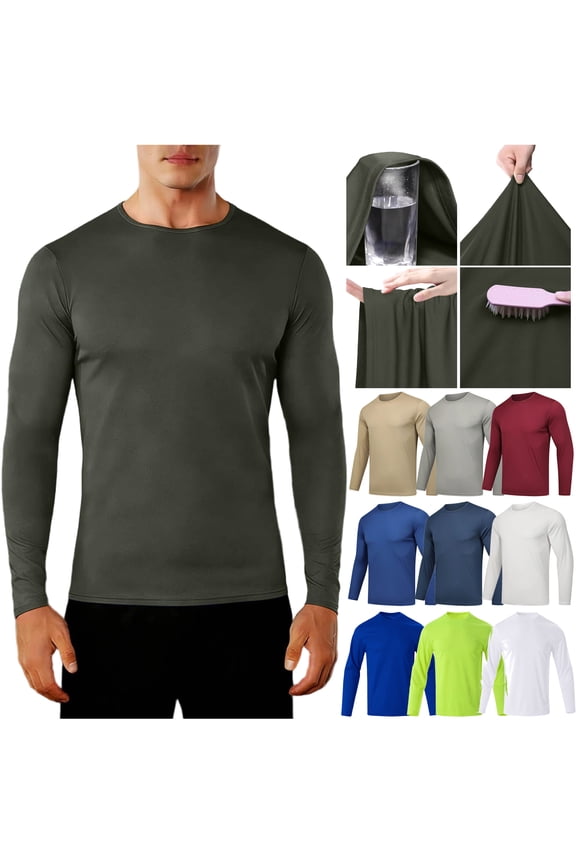 Men's Quick Dry Long Sleeve Shirts Lightweight Moisture Wicking Performance T-Shirt for Casual Sports Running Gym Active Tee Tops Blue L