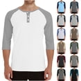 thumbnail image 1 of DDAPJ pyju Men's Raglan Henley Shirt 3/4 Sleeve Baseball T-shirts Summer Casual Athletic Tee Tops Brown M, 1 of 6