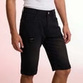 thumbnail image 1 of DDAPJ pyju Men's Ripped Denim Shorts High Rise Washed Distressed Jean Shorts Slim Fit Knee Length Denim Short Pants Black M, 1 of 7