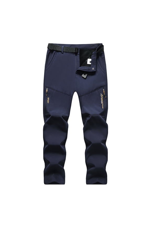 Men's Ripstop Cargo Pants Clearance Fleece Lined Winter Thermal Water Resistant Ski Pants Slim Fit Stretch Work Pants Outdoor Lightweight Hiking Pants with Multi Pockets Dark Blue XXXL