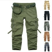 DDAPJ pyju Mens Ripstop Cargo Pants Military Pants Lightweight Multi-Pocket Straight Leg Work Pants Outdoor Hiking Camping Pants Green 30