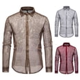 thumbnail image 1 of DDAPJ pyju Men's Sheer Mesh Button Down Shirt See Through Long Sleeve Tops Party Club Shirts Coffee XL, 1 of 9