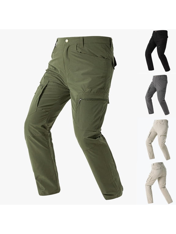 Men's Slim Fit Stretch Cargo Pants Military Pants Lightweight Multi-Pocket Work Pants Ripstop Hiking Pants Black S