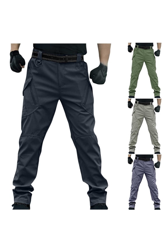 Men's Slim Fit Stretch Cargo Pants Ripstop Pants Military Pants Lightweight Outdoor Hiking Work Pants with Multi Pockets Black M