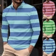 thumbnail image 1 of DDAPJ pyju Men's Striped Polo Shirt Fashion Casual Polos Long Sleeve Mesh Golf Shirts Slim Fit Stretch Collared T-shirt Pink XXL, 1 of 6
