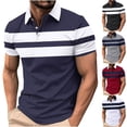 thumbnail image 1 of DDAPJ pyju Men's Striped Polos Shirt Color Block Casual Summer Short Sleeve Tops Lightweight Moisture Wicking Golf Shirts Prime Sales Red XXXXL, 1 of 6