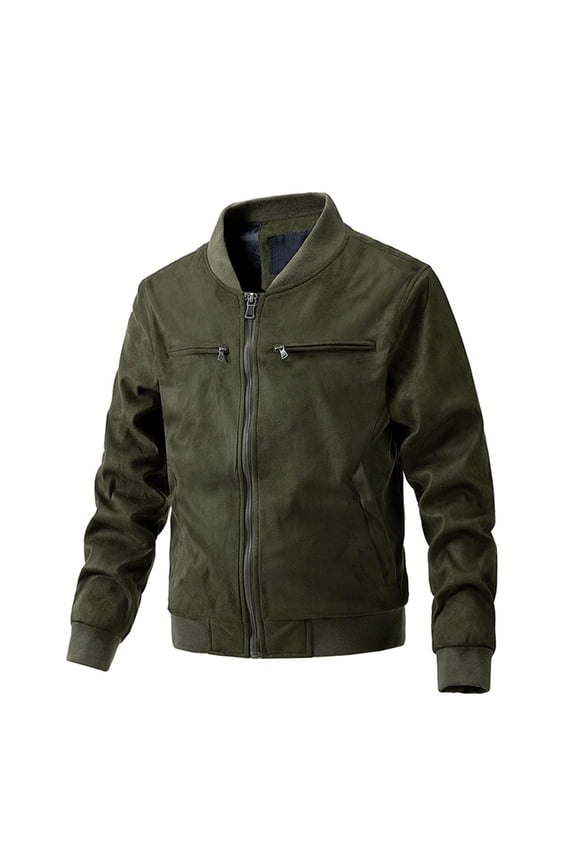 Men's Suede Leather Bomber Jacket Clearance Sales,Casual Varsity Jacket Lightweight Military Coat Vintage Cargo Jackets Winter Fashion Streetwear