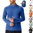 thumbnail image 1 of DDAPJ pyju Men's Sun Protection Hoodie Shirt UPF 50+ Long Sleeve Hooded T-Shirts with Mask Lightweight Rash Guard Fishing Hiking Shirts with Thumb Holes Gray S, 1 of 6
