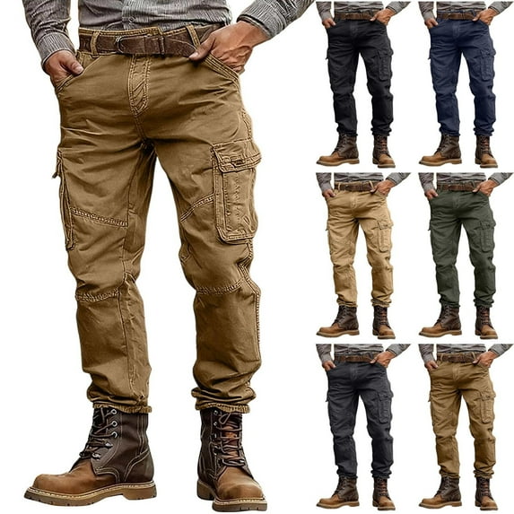 DDAPJ pyju Men's Vintage Cargo Pants Outdoor Hiking Work Pants Stylish Casual Streetwear Trousers Navy 30