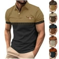thumbnail image 1 of DDAPJ pyju Men's Vintage Polos Shirt Short Sleeve Western Aztec Print Golf Shirts Lightweight Outdoor Casual Sports Collared T-shirt Khaki XL, 1 of 6