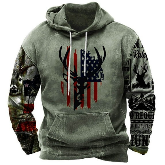 DDAPJ pyju Men's Western Aztec Hoodie 2025 ,American Flag Print Hooded Sweatshirt Big and Tall Cool Hoodies Loose Casual Pullover Sweatshirt with Front Pocket M - 3XL