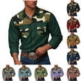thumbnail image 1 of DDAPJ pyju Men's Western Cowboy Shirt Camo Long Sleeve Button Down Shirts Hiking Fishing Camping Travel Work Shirt with Pockets Sky Blue XL, 1 of 8