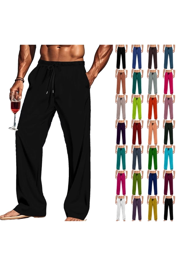 Men's Yoga Pants Elastic Waist Drawstring Casual Sweatpants Open Bottom Lounge Pants with Pockets Brown XL