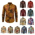 thumbnail image 1 of DDAPJ pyju Mens 70s Floral Dress Shirt Long Sleeve Printed Casual Button Down Shirts Fancy Party Shirt Multicolor S, 1 of 1