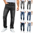 thumbnail image 1 of DDAPJ pyju Mens Baggy Jeans Stretch Casual Loose Fit Jeans Streetwear Denim Pants with Pockets Light Blue XXL, 1 of 7