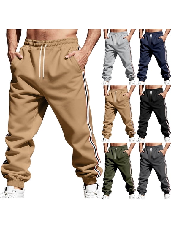 Mens Baggy Sweatpants Thin Fleece Lined Straight Leg Joggers Drawstring Workout Casual Pants Elastic Waist Comfy Lounge Athletic Trousers Khaki XXL