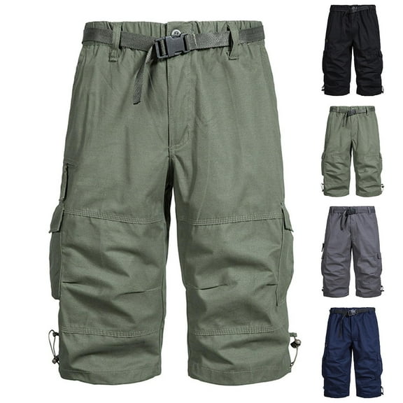 DDAPJ pyju Mens Big and Tall Cargo Shorts Elastic Waist Bermuda Knee Length Shorts Lightweight Ripstop Hiking Work Shorts with Multi Pockets Sales Today Clearance Dark Gray XL