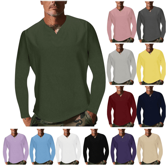 DDAPJ pyju Mens Big and Tall T-shirts Slim Fit Long Sleeve V Neck T Shirt Lightweight Gym Workout Training Tee Shirts Solid Basic Tees Light Purple XXL