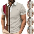 thumbnail image 1 of DDAPJ pyju Mens Big and Tall Golf Shirts Color Block Striped Polos Shirt Trendy Casual Summer Short Sleeve Collared Tops Red XL, 1 of 6