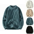 thumbnail image 1 of DDAPJ pyju Mens Cable Knit Sweaters Crewneck Long Sleeve Knitted Pullover Solid Casual Textured Sweaters Soft Warm Jumper Tops White L, 1 of 3