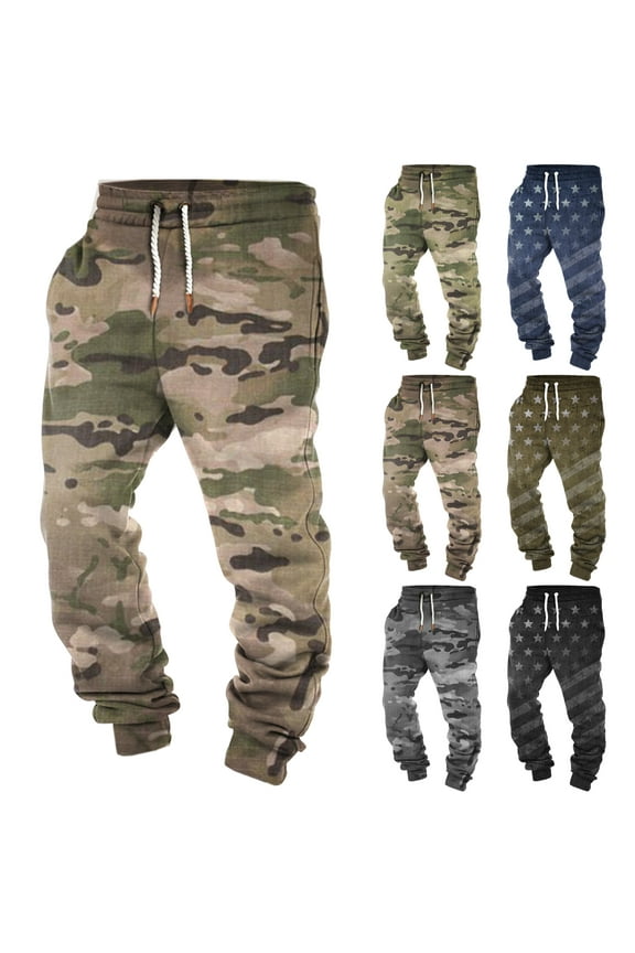 Mens Camo Cargo Pants 2025 Fashion,Elastic Waist Drawstring Jogger Sweatpants Loose Fit Athletic Lounge Pants Straight Wide Leg Work Trousers with Pockets