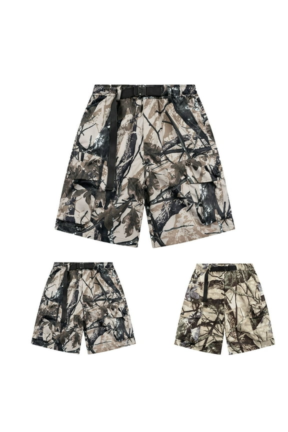 Mens Camouflage Cargo Shorts Adjustable Waistband Casual Work Shorts Lightweight Military Tactical Shorts Outdoor Hiking Fishing Camping Shorts with Multi Pockets Prime Deal Black M