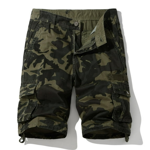 DDAPJ pyju Mens Camouflage Cargo Shorts Outdoor Military Tactical Shorts Cotton Ripstop Hiking Shorts Loose Casual Work Shorts with Multi Pockets Clearance Sale of Today Green M