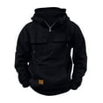 thumbnail image 1 of DDAPJ pyju Mens Cargo Hoodies Quarter Zip Pullover Solid Casual Tactical Hoodie Long Sleeve Drawstring Hooded Sweatshirts with Multiple Pockets Dark Blue M, 1 of 5