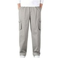 thumbnail image 1 of DDAPJ pyju Mens Cargo Pants Big and Tall Solid Casual Joggers Athletic Pants Cotton Loose Straight Sweatpants Elastic Waist Ripstop Tactical Pants Multi-Pocket Work Trousers Sales Today Gray XXL, 1 of 7