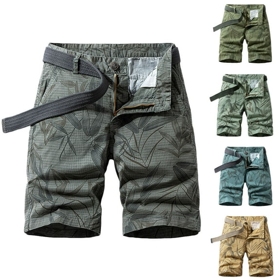 DDAPJ pyju Mens Cargo Shorts Trendy Summer Floral Casual Beach Shorts Cotton Ripstop Hiking Shorts Lightweight Outdoor Work Shorts with Pockets Dark Blue L