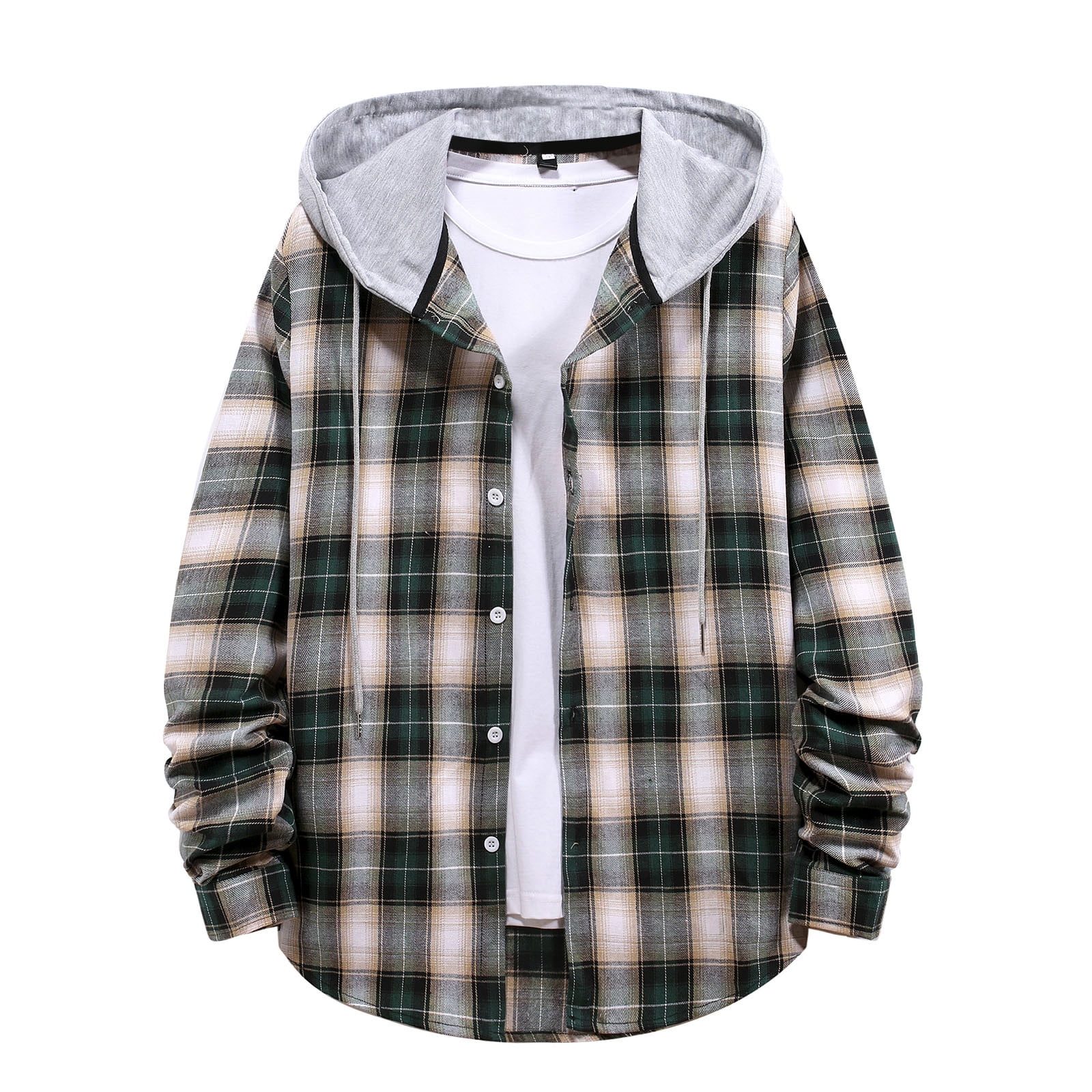 DDAPJ pyju Mens Casual Button Down Shirt Jackets on Clearance,Hooded ...