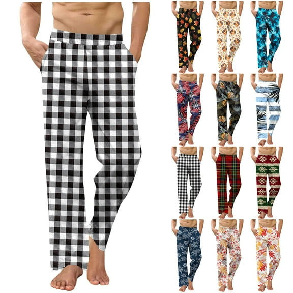 DDAPJ pyju Mens Christmas Pajama Pants Soft Comfy Lounge Pj Bottoms Elastic Waist Straight Wide Leg Pants with Pockets Light Blue XXXL