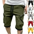 thumbnail image 1 of DDAPJ pyju Mens Cotton Cargo Sweat Shorts Elastic Waist Drawstring Casual Athletic Shorts Lightweight Outdoor Ripstop Hiking Work Short Pants with Multi Pockets Yellow 3XL, 1 of 6