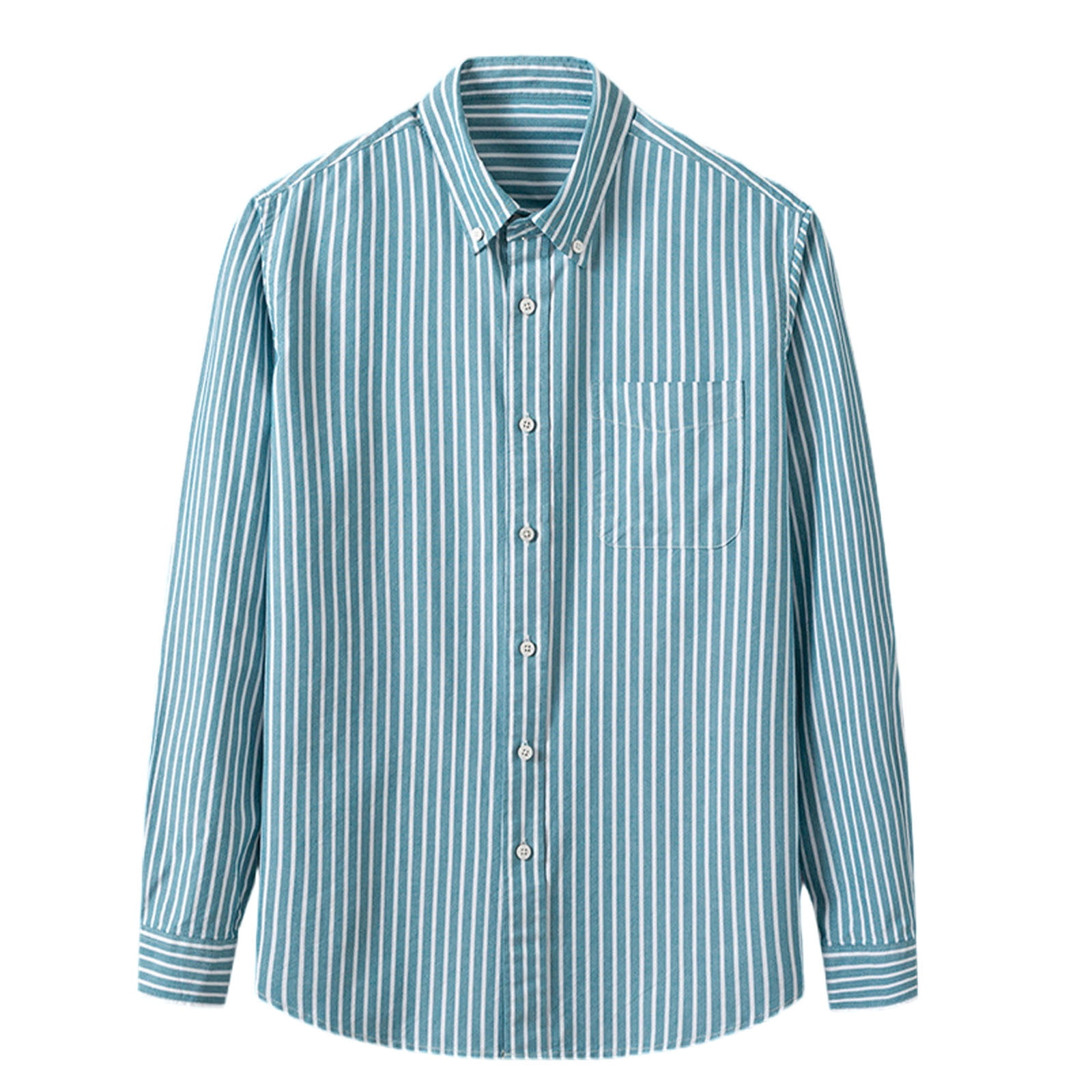 DDAPJ pyju Mens Cotton Casual Button Down Shirts Lapel Long Sleeve ...
