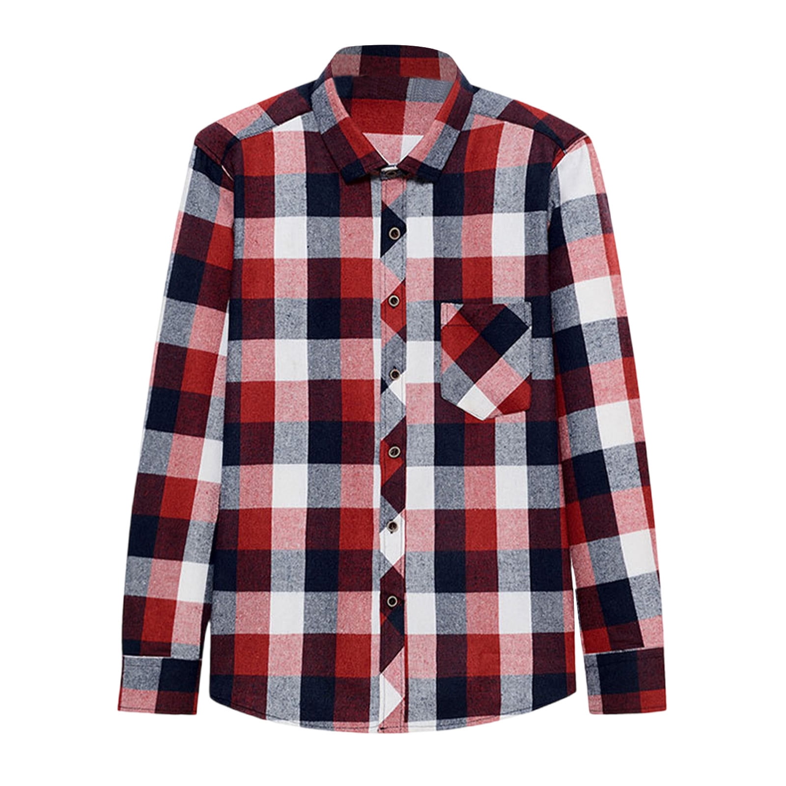 DDAPJ pyju Mens Cotton Casual Button Down Shirts Lapel Long Sleeve ...