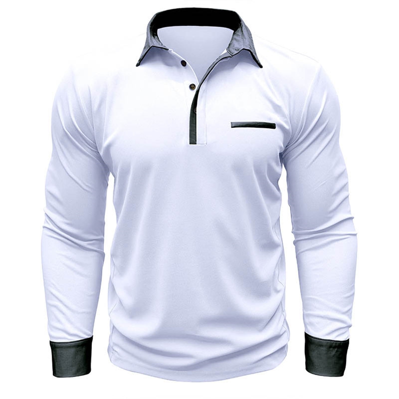 DDAPJ pyju Mens Cotton Long Sleeve Polo Shirts 2023 Clearance,Muscle