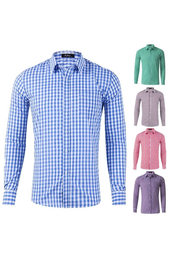 Mens Cotton Oxford Shirt Regular Fit Long Sleeve Plaid Dress Shirts Business Casual Button Down Shirt with Chest Pocket Birthday Giftss Today Green XL