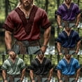 thumbnail image 1 of DDAPJ pyju Mens Distressed T-Shirt Loose Fit Deep V Neck Short Sleeve Tees Retro Viking Tops Rebajas Flash Wine XL, 1 of 7