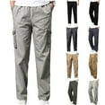 thumbnail image 1 of DDAPJ pyju Mens Elastic Waist Cargo Pants , Cotton Casual Washed Pants Ripstop Tactical Pants Straight Leg Work Trousers with Flap Pockets Big and Tall Vintage Streetwear Z-Black 4XL, 1 of 6