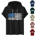 thumbnail image 1 of DDAPJ pyju Mens Fashion Athletic Hoodies American Flag Printed Short Sleeve Hooded T-shirts Independence Day Casual Streetwear Tops Navy M, 1 of 7