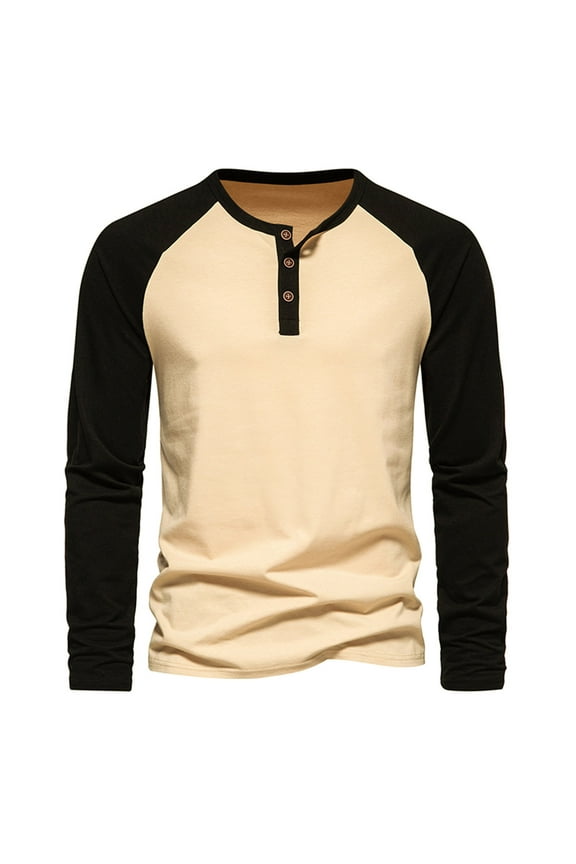 Mens Fashion Henley Shirts 2025 ,Long Reglan Sleeve Casual T-Shirt Loose Comfy Active Jerseys Tees Color Block Pullover Tops