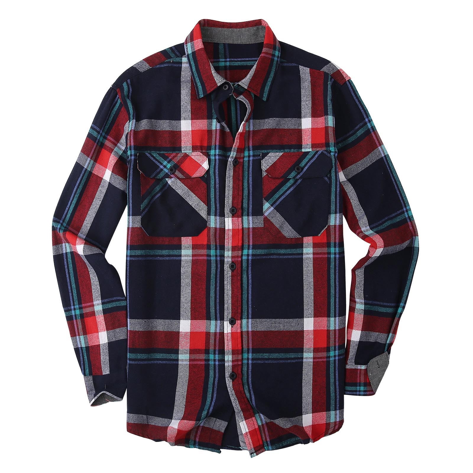 DDAPJ pyju Mens Flannel Shirts Regular Fit Long Sleeve Plaid Button ...