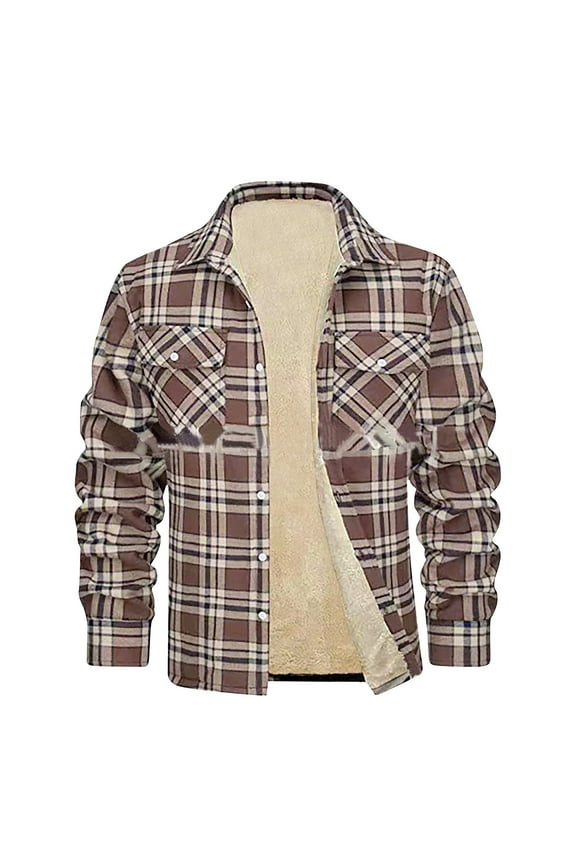 Mens Fleece Lined Flannel Shirt Jacket Clearance Sales, Casual Button Down Long Sleeve Plaid Shirts Thick Warm Winter Sherpa Outwear Brushed Soft Outdoor Work Shirt S - 5XL