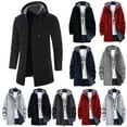 thumbnail image 1 of DDAPJ pyju Mens Fleece Lined Hooded Jacket 2023 Clearance,Zip Up Windbreaker Jackets Solid Long Cardigan Coat Warm Winter Coats with Pockets M - 3XL, 1 of 6