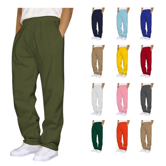 DDAPJ pyju Mens Fleece Sweatpants Solid Casual Athletic Pants Lightweight Drawstring Jogger Pants Outdoor Hiking Work Trousers with Pockets Beige XL