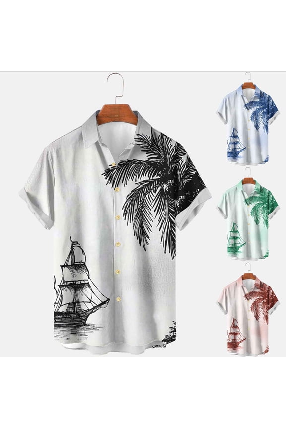 Mens Funky Hawaiian Shirt Big and Tall Short Sleeve Button Down Shirts Casual Aloha Shirt Tropical Palm Tree Print Beach Vacation Tops Limited Time Sales of Today Black XXL